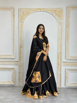 Women’s Navratri Lehenga Choli with Multicolor Mirror & Patch Work Border