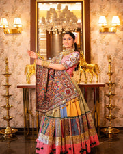 Women’s Heavy Muslin Cotton Digital Print Lehenga Choli with Real Mirror Work