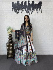 Women’s Printed Lehenga Choli with Dupatta, Traditional Indian Ethnic Wear