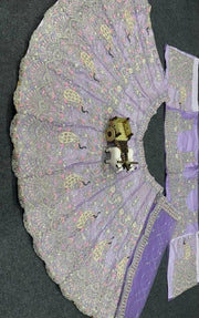 Women’s Lavender Purple Embroidered Lehenga Choli Set with Dupatta