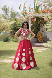 Women’s Lehenga Skirt with Mirror workSleeveless Blouse