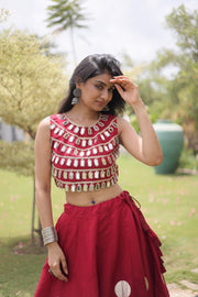 Women’s Lehenga Skirt with Mirror workSleeveless Blouse