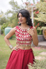 Women’s Lehenga Skirt with Mirror workSleeveless Blouse
