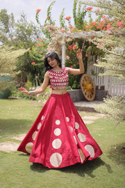 Women’s Lehenga Skirt with Mirror workSleeveless Blouse