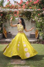 Women’s Lehenga Skirt with Mirror workSleeveless Blouse