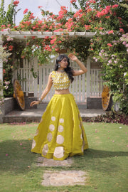 Women’s Lehenga Skirt with Mirror workSleeveless Blouse