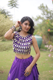 Women’s Lehenga Skirt with Mirror workSleeveless Blouse