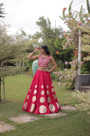 Women’s Lehenga Skirt with Mirror workSleeveless Blouse