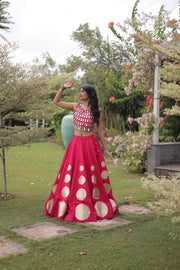 Women’s Lehenga Skirt with Mirror workSleeveless Blouse