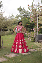 Women’s Lehenga Skirt with Mirror workSleeveless Blouse