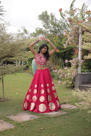 Women’s Lehenga Skirt with Mirror workSleeveless Blouse