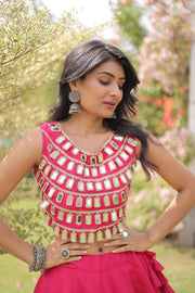 Women’s Lehenga Skirt with Mirror workSleeveless Blouse