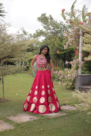 Women’s Lehenga Skirt with Mirror workSleeveless Blouse