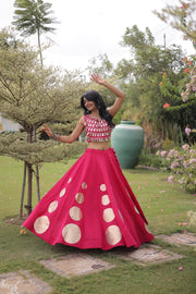 Women’s Lehenga Skirt with Mirror workSleeveless Blouse