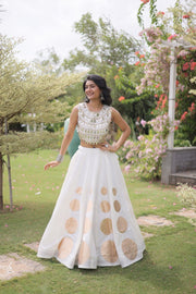 Women’s Lehenga Skirt with Mirror workSleeveless Blouse