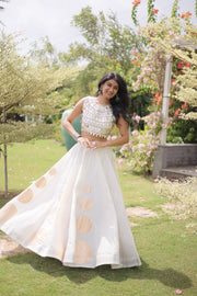 Women’s Lehenga Skirt with Mirror workSleeveless Blouse