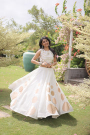 Women’s Lehenga Skirt with Mirror workSleeveless Blouse