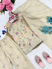 Girls Embroidered Kurta Pant Set with Dupatta