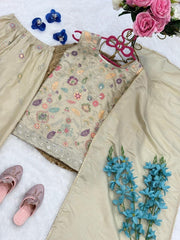Girls Embroidered Kurta Pant Set with Dupatta