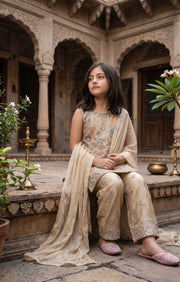 Girls Embroidered Kurta Pant Set with Dupatta