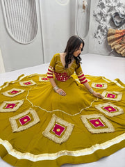 Women’s Mustard Yellow Lehenga Choli Set, Traditional Indian Ethnic Wedding Wear