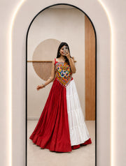 Women’s Gujarati Navratri Lehenga Choli with Multicolor Embroidered Blouse