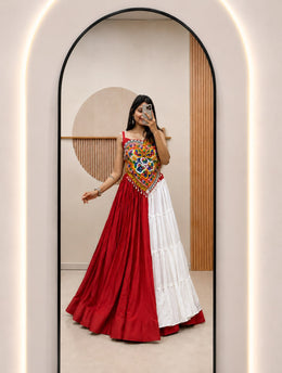 Women’s Gujarati Navratri Lehenga Choli with Multicolor Embroidered Blouse