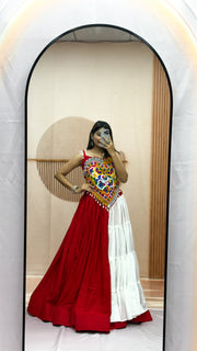 Women’s Gujarati Navratri Lehenga Choli with Multicolor Embroidered Blouse