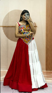 Women’s Gujarati Navratri Lehenga Choli with Multicolor Embroidered Blouse