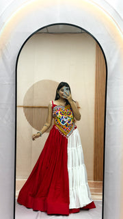 Women’s Gujarati Navratri Lehenga Choli with Multicolor Embroidered Blouse