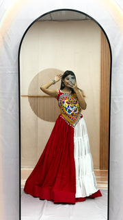 Women’s Gujarati Navratri Lehenga Choli with Multicolor Embroidered Blouse