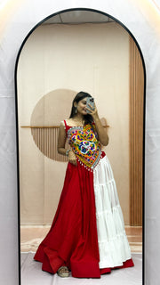 Women’s Gujarati Navratri Lehenga Choli with Multicolor Embroidered Blouse