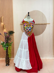 Women’s Gujarati Navratri Lehenga Choli with Multicolor Embroidered Blouse