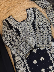 Girls Embroidered Kurta Pant Set with Dupatta | Festive Ethnic Wear