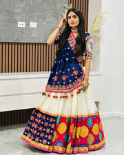Women’s Navy Blue Multicolor Gujarati Garba Lehenga Choli
