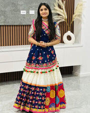 Women’s Navy Blue Multicolor Gujarati Garba Lehenga Choli