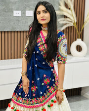 Women’s Navy Blue Multicolor Gujarati Garba Lehenga Choli