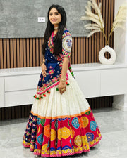 Women’s Navy Blue Multicolor Gujarati Garba Lehenga Choli