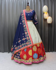 Women’s Navy Blue Multicolor Gujarati Garba Lehenga Choli