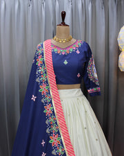 Women’s Navy Blue Multicolor Gujarati Garba Lehenga Choli