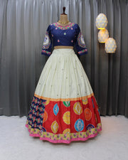 Women’s Navy Blue Multicolor Gujarati Garba Lehenga Choli