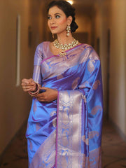 Saree for Women with Golden Paisley Butti and Rich Zari Jacquard Border