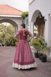 Women’s Bandhani Kutchi Patchwork Kurti with White Kora Cotton Lehenga Set