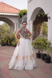 Women’s Lehenga Choli Set with Embroidered Blouse
