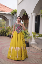 Women’s Lehenga Skirt with Mirror workSleeveless Blouse