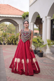 Women’s Lehenga Skirt with Mirror workSleeveless Blouse