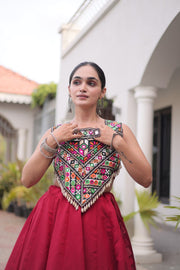 Women’s Lehenga Choli Set with Embroidered Blouse