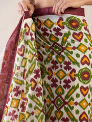 Women’s Green Printed Mul Cotton Ready to Wear Saree with Pocket