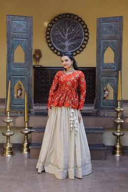 Women’s Floral Embroidered Lehenga With Top Style Festive Outfit