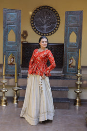 Women’s Floral Embroidered Lehenga With Top Style Festive Outfit